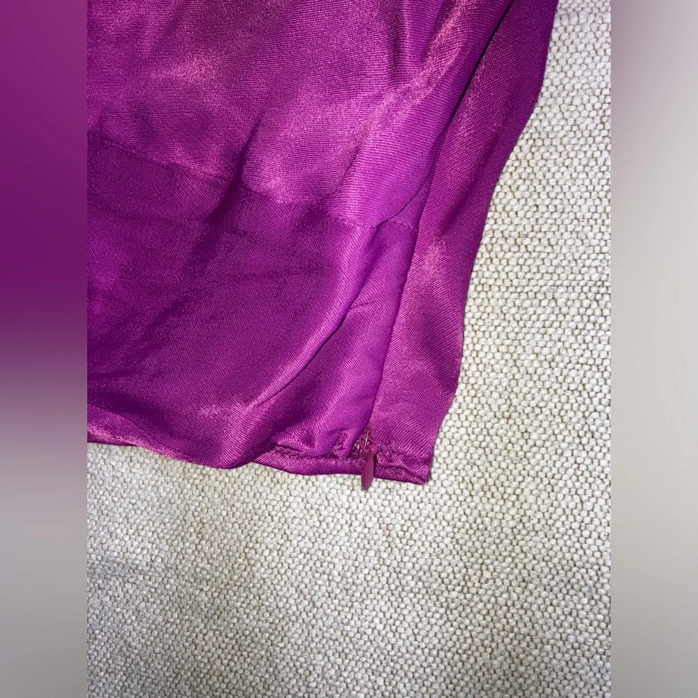 Zara Satin Purple Fuschia Longsleeve Twist Front Knotted Crop Top - Picture 11 of 14